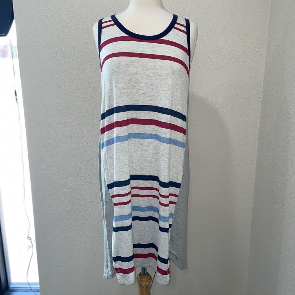 Hem & Thread Strip T-shirt Tank Top Dress Medium